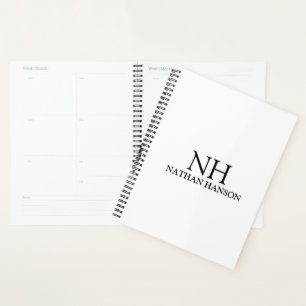 Eenvoudig zwart-wit monogram Modern Planner
