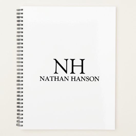 Eenvoudig zwart-wit monogram Modern Planner (Voorkant)