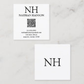 Eenvoudig zwart-wit monogram Modern Vierkante Visitekaartje (Voorkant / Achterkant)