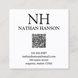 Eenvoudig zwart-wit monogram Modern Vierkante Visitekaartje