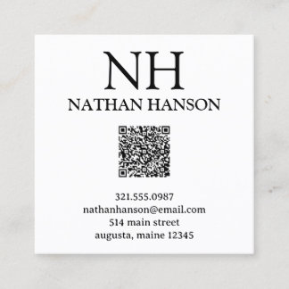 Eenvoudig zwart-wit monogram Modern Vierkante Visitekaartje