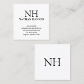 Eenvoudig zwart-wit monogram Modern Vierkante Visitekaartje (Voorkant / Achterkant)