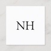 Eenvoudig zwart-wit monogram Modern Vierkante Visitekaartje (Achterkant)