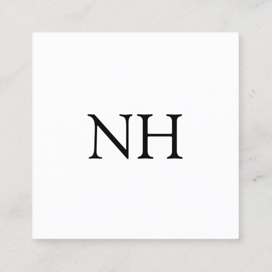 Eenvoudig zwart-wit monogram Modern Vierkante Visitekaartje (Achterkant)