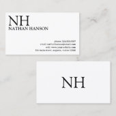 Eenvoudig zwart-wit monogram Modern Visitekaartje (Voorkant / Achterkant)
