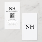 Eenvoudig zwart-wit monogram Modern Visitekaartje (Voorkant / Achterkant)