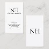 Eenvoudig zwart-wit monogram Modern Visitekaartje (Voorkant / Achterkant)