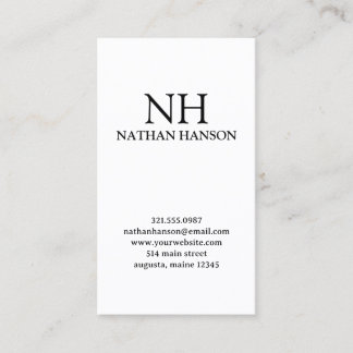 Eenvoudig zwart-wit monogram Modern Visitekaartje