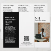 Eenvoudig zwart-wit monogram moderne brochure (Voorkant / Achterkant)