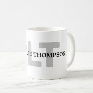 eenvoudig zwart wit monogram (naam+initialen) held koffiemok
