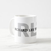 eenvoudig zwart wit monogram (naam+initialen) held koffiemok (Voorkant links)