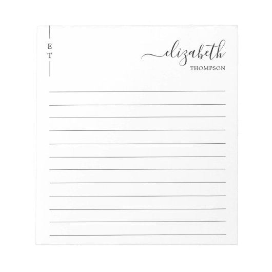 Eenvoudig zwart-wit monogram notitieblok (Voorkant)