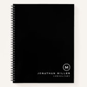 Eenvoudig zwart-wit-monogram notitieboek (Voorkant)