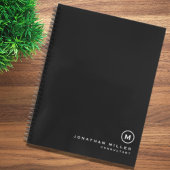 Eenvoudig zwart-wit-monogram notitieboek
