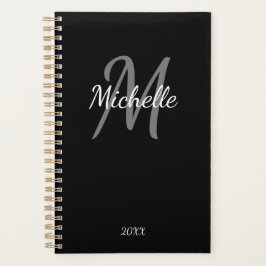 Eenvoudig zwart-wit monogram planner