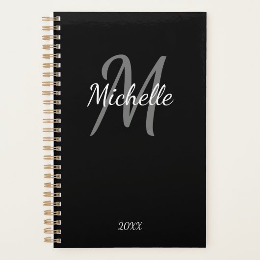 Eenvoudig zwart-wit monogram planner (Voorkant)