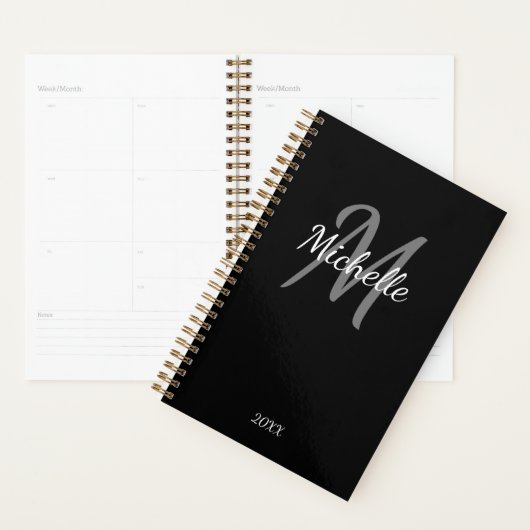 Eenvoudig zwart-wit monogram planner (Display)