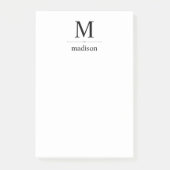 Eenvoudig zwart-wit monogram post-it® notes (Voorkant)