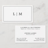 Eenvoudig zwart-wit Monogram Professional Visitekaartje (Voorkant / Achterkant)