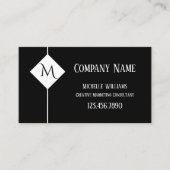Eenvoudig Zwart-Wit Monogram Professioneel Visitekaartje (Voorkant)