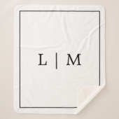 Eenvoudig zwart-wit monogram sherpa deken (Voorkant)