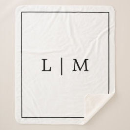 Eenvoudig zwart-wit monogram sherpa deken