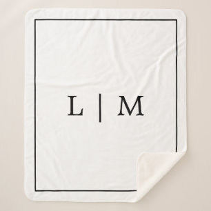 Eenvoudig zwart-wit monogram sherpa deken