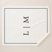 Eenvoudig zwart-wit monogram sherpa deken (Voorkant (horizontaal))