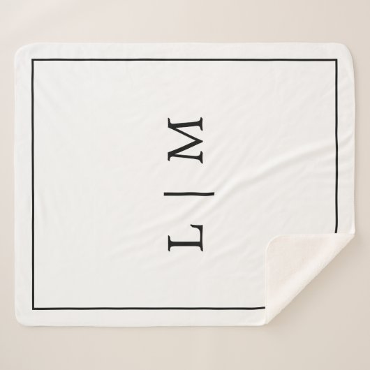 Eenvoudig zwart-wit monogram sherpa deken (Voorkant (horizontaal))