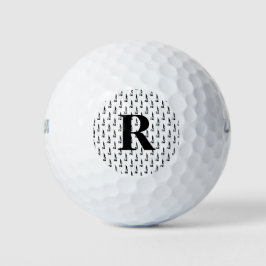 Eenvoudig zwart-wit monogram stijlvol modern golfballen