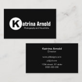 Eenvoudig zwart-wit monogram visitekaartje (Voorkant / Achterkant)