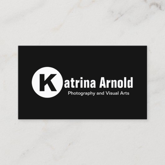 Eenvoudig zwart-wit monogram visitekaartje (Voorkant)