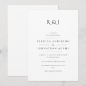 Eenvoudig zwart-wit monogrammed Wedding Kaart (Voorkant / Achterkant)