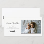 Eenvoudig zwart-wit, mooi, horizontaal kerstfeest feestdagenkaart (Voorkant / Achterkant)