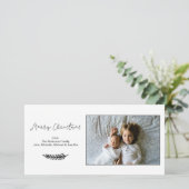 Eenvoudig zwart-wit, mooi, horizontaal kerstfeest feestdagenkaart (Staand voorkant)