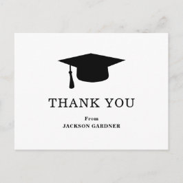 Eenvoudig Zwart Wit Mortier Board Modern Afstudere Briefkaart
