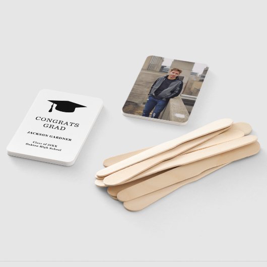 Eenvoudig Zwart Wit Mortier Board Modern Afstudere Handwaaier (Niet-gemonteerd)