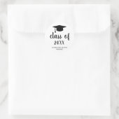 Eenvoudig Zwart Wit Mortier Board Modern Afstudere Ronde Sticker (Tas)