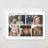 Eenvoudig zwart-wit multi-fotofeest met prettige f feestdagenkaart (Voorkant)