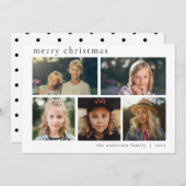 Eenvoudig zwart-wit multi-fotofeest met prettige f feestdagenkaart (Voorkant / Achterkant)