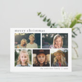 Eenvoudig zwart-wit multi-fotofeest met prettige f feestdagenkaart (Staand voorkant)