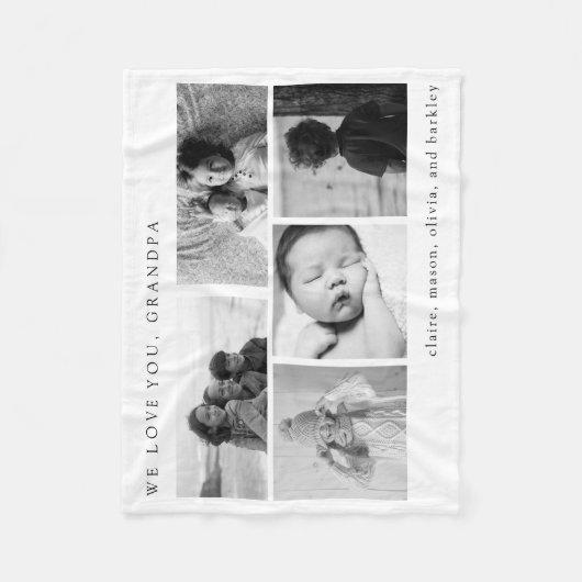 Eenvoudig zwart-wit multi-fotonet | Opa Fleece Deken (Voorkant)
