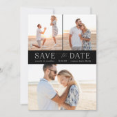 Eenvoudig Zwart-wit Multi-Photo Save the Date Kaart (Voorkant)