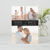 Eenvoudig Zwart-wit Multi-Photo Save the Date Kaart (Staand voorkant)