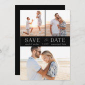 Eenvoudig Zwart-wit Multi-Photo Save the Date Kaart (Voorkant / Achterkant)