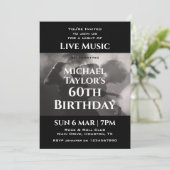 Eenvoudig Zwart-wit Muziek 60e Verjaardagsfeest Kaart (Staand voorkant)