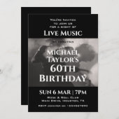 Eenvoudig Zwart-wit Muziek 60e Verjaardagsfeest Kaart (Voorkant / Achterkant)