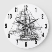 Eenvoudig zwart wit nautische boot piraat schip grote klok (Voorkant)