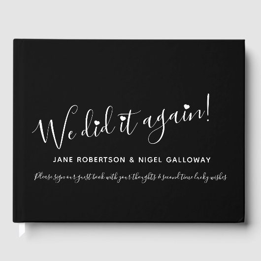 Eenvoudig zwart wit, op maat gesneden bruiloft gastenboek (Voorkant)