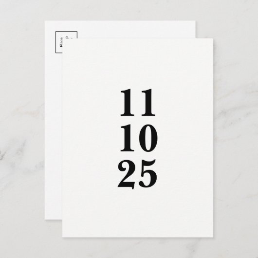 Eenvoudig zwart-wit op te slaan de datum briefkaar aankondigingskaart (Voorkant / Achterkant)